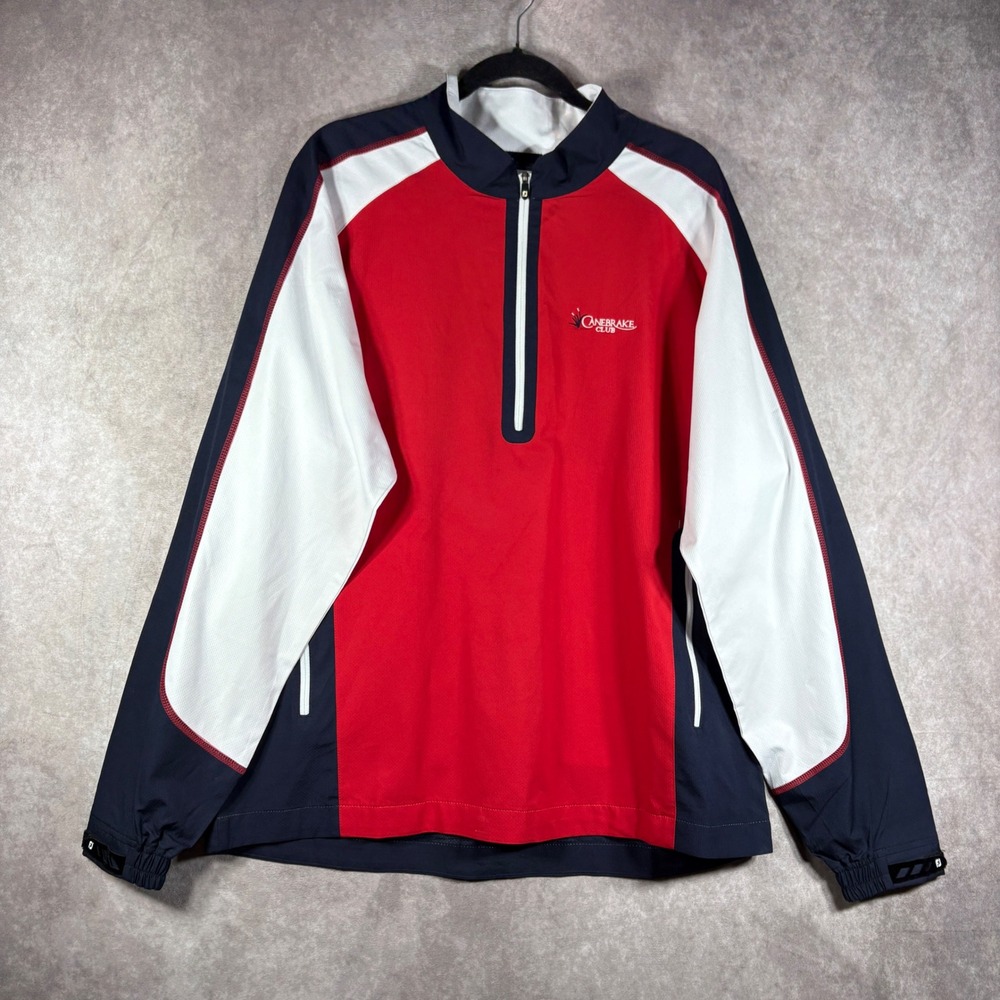 FootJoy Pullover Mens L Red Canebrake‎ Club Quarter Zip Windbreaker Golf Jacket